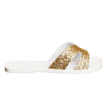 Imagem de Chinelo Feminino Gaya Branco Dourado Petite Jolie PJ7073