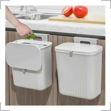 Imagem de Lixeira Suspensa Tampa Retrátil Chão Armário Cozinha Quarto