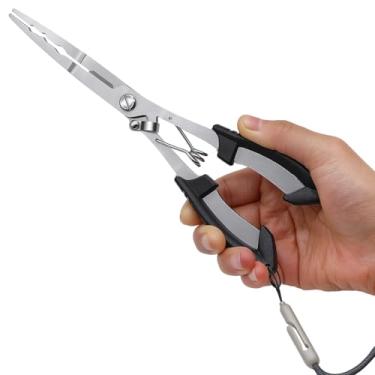 Imagem de Alicate de pesca, ferramenta de remoção de anzol, agulha de pesca de aço inoxidável, alicate de nariz de água salgada, água doce, plyers de desenganchador de peixe com cordão, equipamento