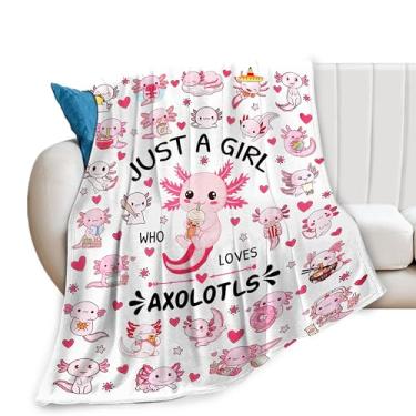 Imagem de SweetFox Just A Girl Who Loves Axolotls Cobertor Bonito Axolote Decoração Cobertor Presentes para Meninas Meninos Amantes Super Quente Macio Lã Flanela Cobertores para Crianças Adultos Homens Mulheres