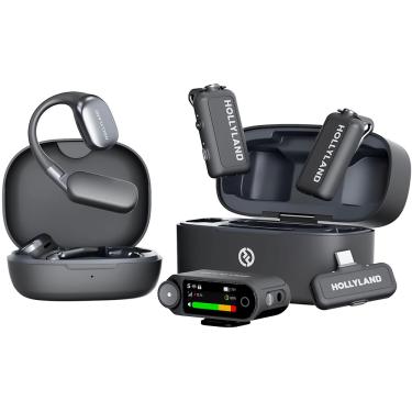 Imagem de Sistema Microfones Duplo Hollyland LARK MAX 2 Ultimate Combo com 2x Fones para Câmeras e SmartPhones