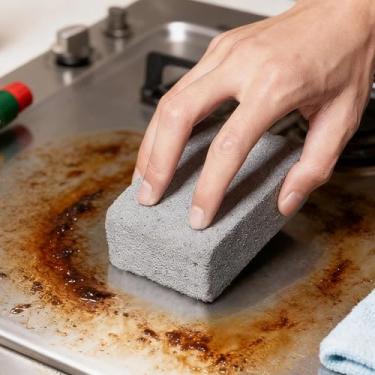 Imagem de 1 peça de limpeza de churrasqueira, bloco de limpeza de pedra-pomes e pedra de chapa para churrasqueira, forno, fogão, topo plano, fogão, frigideiras, prateleiras