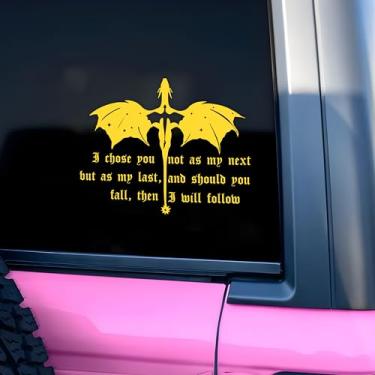 Imagem de I Chose You Not As My Next But As My Last Car Decalque Quarta Asa Dragão Fantasia Livro, Acessórios de Decalque Espelho de Janela de Carro Afirmações Vinil Impermeável 20 cm Adesivo de Para-choque