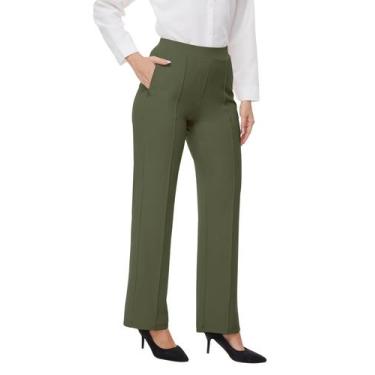 Imagem de Calças largas SOOWOT Pull On Yoga Gym, soltas, com bolsos com zíper