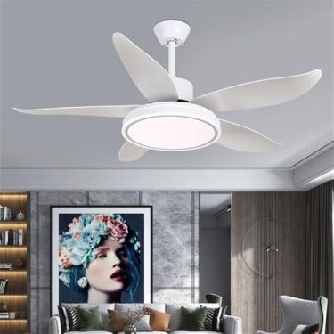 Imagem de Ventilador de teto moderno nórdico com controle remoto, luminária elétrica de luxo para sala de estar, restaurante, quarto, escritório, hotel e villa, com LED (Estilo 15, 1 unidade)