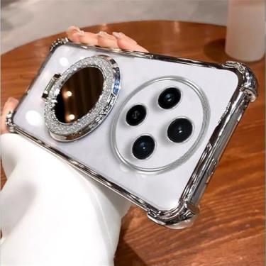 Imagem de Capa de silicone à prova de choque para Redmi Note 14 14C 14Pro 13C 12C para POCOF7 X7 X6, suporte para espelho, capa macia, prata, para Redmi 13C 4G