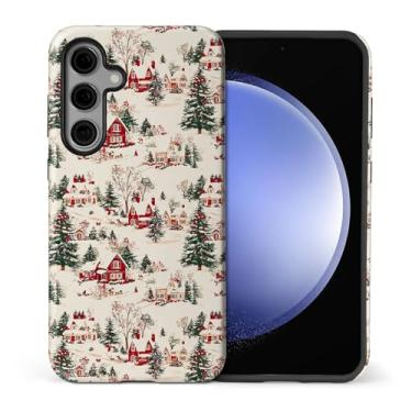 Imagem de casesok Capa para Samsung Galaxy S24, capa rígida de camada dupla + capa de telefone de silicone, proteção total à prova de choque para Samsung Galaxy S24-cidade natalina inverno vila nevada