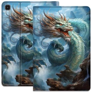 Imagem de Capa para Samsung Galaxy Tab A7 Lite 22.1 cm, capa inteligente ultrafina e leve, capa protetora de couro PU, com suporte ajustável, para Galaxy Tab A7 Lite 2021 SM-T220/T225/T227, dragão azul