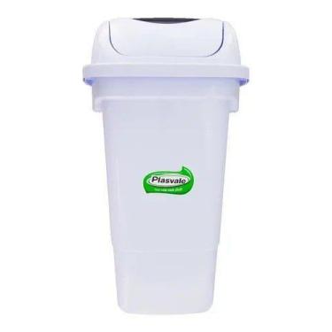 Imagem de Lixeira Basculante Cozinha Quintal 14 litros Branca Plasvale, Branco