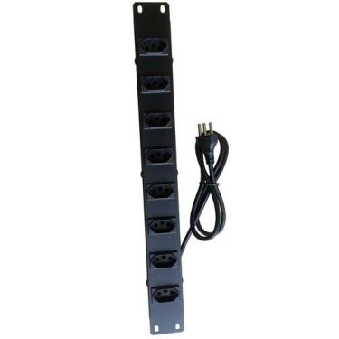 Imagem de Régua Rack 19 Polegadas Servidor 8 Tomadas 20a Energia Bivolt Cabo 1 m