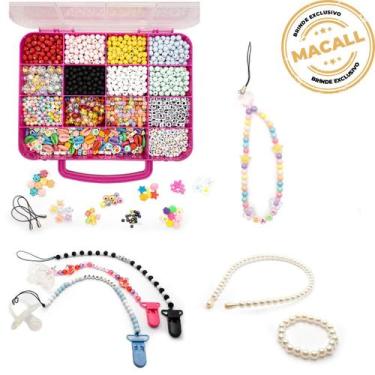 Imagem de Kit Miçanga 4 em 1 Strap Phone Tiara Pulseira Prendedor de Chupeta 100