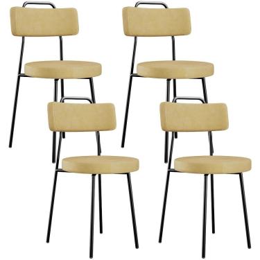 Imagem de Kit 04 Cadeiras Decorativas Estofada Sala De Jantar Barcelona L02 Couríssimo Casco Fendi - Lyam Decor