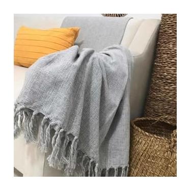 Imagem de Manta para Sofá 220x150 Decorativa Luxuosa em Algodão 100% (Cinza)