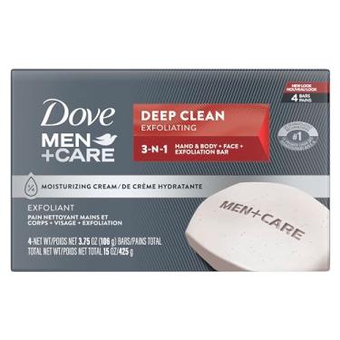 Imagem de Dove Men+Care Sabonete masculino Deep Clean 4 barras mais hidratante do que sabonete em barra efetivamente lava as bactérias, nutre sua pele 106 g