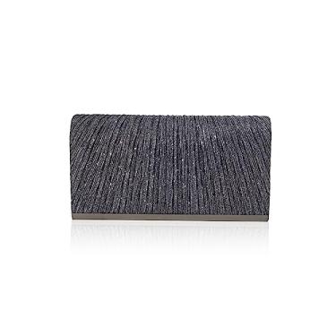 Imagem de CORIOS Bolsa clutch feminina com lantejoulas brilhantes para noite bolsa de casamento com glitter bolsa de ombro brilhante, Cinza, Large