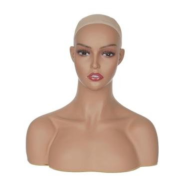 Imagem de predolo Cabeça de manequim feminina, suporte de exibição de peruca com tampa de peruca, cabeça para acessórios de beleza