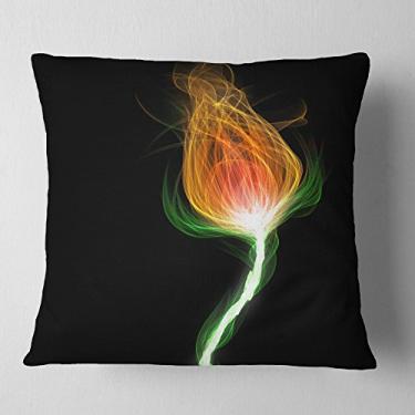 Imagem de Designart Flor fractal ardente com haste floral sala de estar, sofá, almofada de alta qualidade + capa de almofada impressa em ambos os lados 45,72 cm x 45,72 cm