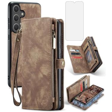 Imagem de Asuwish Capa de celular para Samsung Galaxy S25 FE 5G com zíper carteira magnética destacável com protetor de tela de vidro temperado e suporte de cartão flip de couro PU celular S 25 EF S25FE 25S