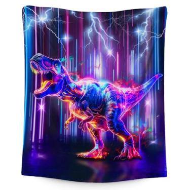 Imagem de BEOIIBIRD Cobertor infantil para meninos - 101,6 cm x 127 cm Cobertor de dinossauro para crianças de 5 a 7 anos - Cobertor peludo quente para sofá, viagem