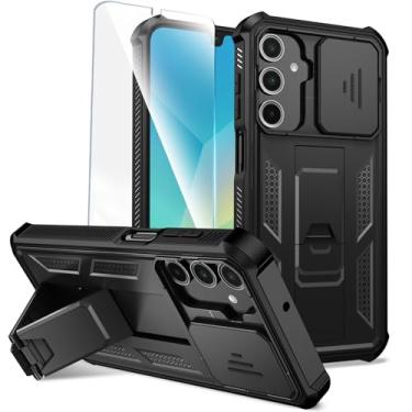 Imagem de ONOLA Capa compatível com Samsung Galaxy A17 / A16 / A26 5G com protetor de tela HD e suporte e capa de câmera deslizante, capa de telefone resistente para Galaxy A17 / A16 / A26 5G, preta