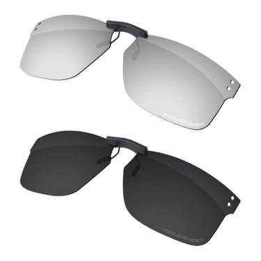 Imagem de Firtox Clipes de óculos de sol unissex polarizados para Oakley Holbrook RX OX8156-54, proteja seus olhos - titânio preto e prata sólido