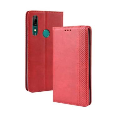 Imagem de Capa para Huawei Honor 9X Premium,Retro Flip magnético,Caso de telefone de couro PU,Design de carteira com 3 slots de cartão e 1 clipe de dinheiro -Red