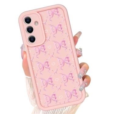 Imagem de xoniery Capa compatível com Samsung Galaxy A35 5G, silicone com laços fofos, proteção à prova de choque para idosos e antiarranhões para mulheres e meninas - laço rosa