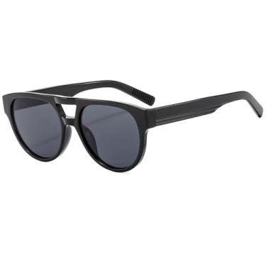 Imagem de Óculos de Sol Retrô Feminino Oval Clássico Preto Masculino Moda Óculos UV400 Feminino, Preto, 145mm