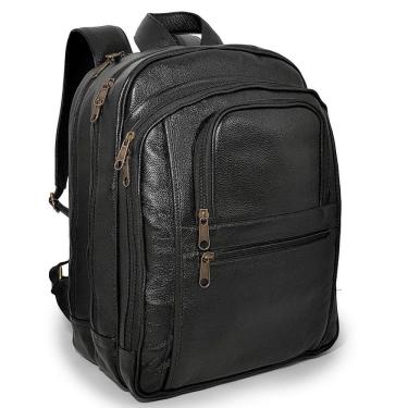 Imagem de Mochila Executiva Grande De Couro Para Notebook Preto