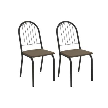 Imagem de Cadeira De Cozinha Noruega 2c077prf Aço Kit 2 Un Preto-suede Cappuccino - Kappesberg