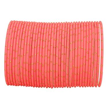 Imagem de Touchstone Coleção de pulseiras coloridas de liga indiana Bollywood metal dourado esmaltado para melhorar o pulso joias de designer para mulheres., S - Circ 7.4 in-Indn Size 2.6-Dia 2.3 in, Liga