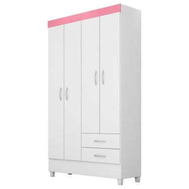 Imagem de Guarda Roupa Flex 4 Portas 2 Gavetas Astro D02 Branco-rosa-branco - Mpozenato