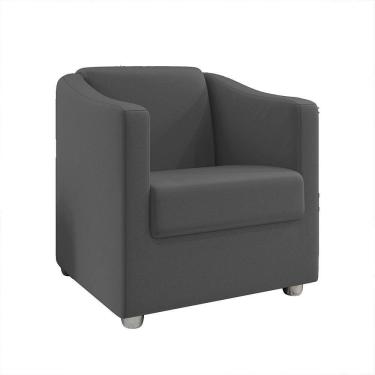 Imagem de Poltrona Ana Suede Pés Cromado Cinza