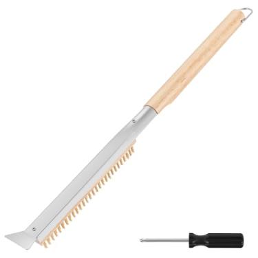 Imagem de Escova de pizza, escova de forno de pizza eficiente, longa e resistente ao calor, raspador resistente à ferrugem e cabo de madeira para uso comercial em casa