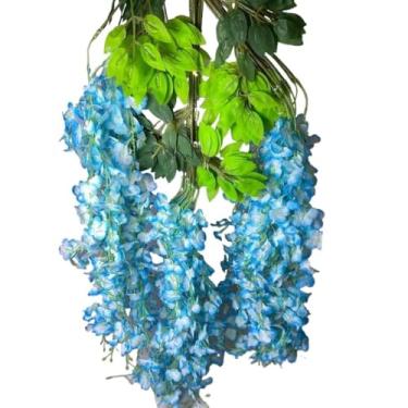Imagem de Kit 12/24 Pendentes Planta Cerejeira Artificial Premium 110cm Decoração Vertical Enfeite(AZUL,12)
