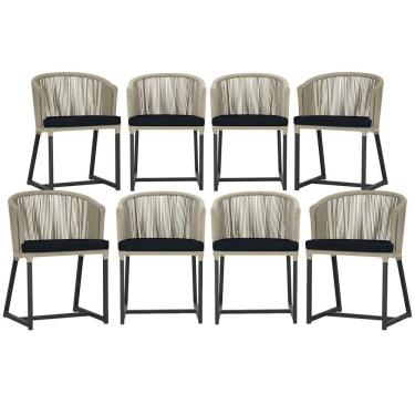 Imagem de 8 Cadeiras De Jantar área Noronha Preta E12 Trama Original Rami