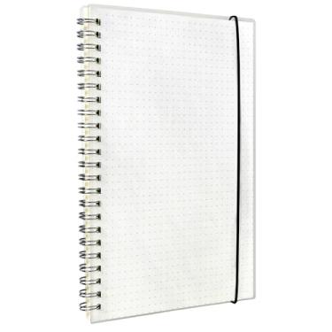Imagem de Smilo Caderno espiral pontilhado, caderno A5 14,5 cm x 21 cm, 80 folhas (160 páginas), papel grosso 100 GSM, capa dura transparente para escola, escritório, escrita, matemática, engenharia, anotações