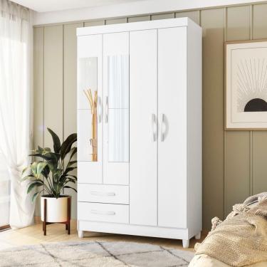 Imagem de Guarda Roupa Com Espelho Valentina Branco Titanium Azul Rosa