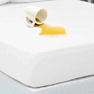 Imagem de Capa de Colchão Impermeável Queen Size Matelado Silencioso, Fácil de Lavar e Ajustável Branco