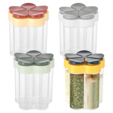 Imagem de Conjunto de recipientes de temperos para viagem, potes herméticos 5 em 1 com etiquetas para churrasco, acampamento e uso na cozinha, inclui tampas de coqueteleira