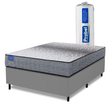 Imagem de Cama Box Casal Probel Molas Ensacadas 138x188x64 Day Springs A Vácuo Branco/cinza Branco / Cinza