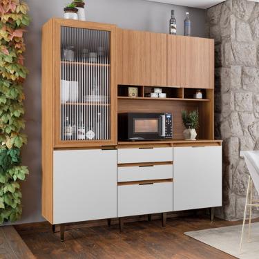 Imagem de Armário De Cozinha Batrol Superiore 5 Portas 3 Gavetas Freijo Com Off White