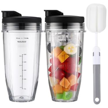 Imagem de Pacote com 2 copos de liquidificador de 680 g com tampa Sip Seal para Ninja Auto iQ BL450 BL456 BL480 BL482 BL642 BL682 BN401 BN751 BN801 Foodi SS101 SS151 SS351 SS401, substituição do liquidificador