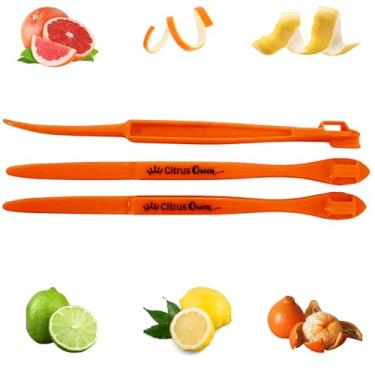 Imagem de Mini conjunto de ferramentas de descascador de laranja – pacote com 3 descascadores cítricos para descascar frutas facilmente, utensílios de cozinha compactos para laranjas, limões, tamanho de viagem