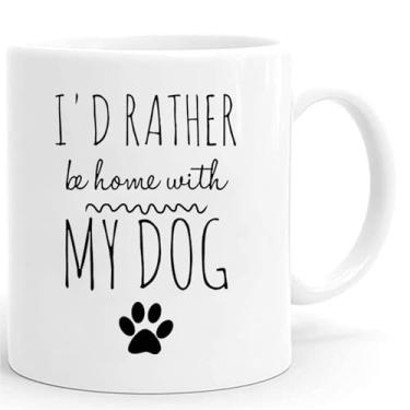 Imagem de Waldeal Caneca de café I'd Rather Be Home With My Dog, Caneca para amantes de cães, xícara de chá para mãe de cachorro, presente engraçado para aniversário, Natal, da filha, mãe, esposa, tio, avô, tio