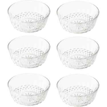 Imagem de Conjunto de Bowls de Vidro para Sobremesa, Transparente com Alto Relevo, 6 Peças, 300ml, Design Decorativo em vidro