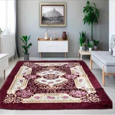 Imagem de Tapete Veludo,4053, vermelho com detalhes bege claro 3d 2,00x2,40 Indiano Antiderrapante