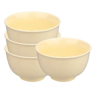 Imagem de MDZF SWEET HOME Conjunto de 4 tigelas de cereais de 1500 ml, tigelas de sopa de cerâmica de 15 cm para frutas, ramen, arroz, sobremesa, lava-louças e micro-ondas, creme branco
