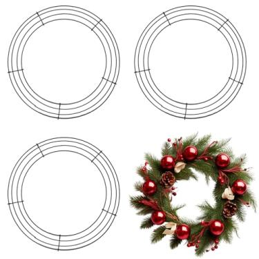 Imagem de BENLIUDH 3 peças de moldura de guirlanda de arame, coroa de metal em forma de guirlanda redonda de 30 cm para Natal, Ano Novo, Ação de Graças, Dia dos Namorados, decoração de festa em casa, artesanato