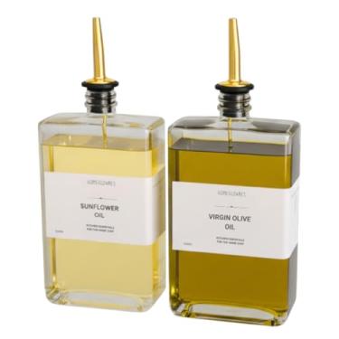 Imagem de HOMEGLOWNES Garrafa dispensadora de azeite de oliva para cozinha, conjunto de dispensador de óleo e vinagre, design de livro elegante, vidro durável, à prova de vazamento, bicos fáceis de despejar